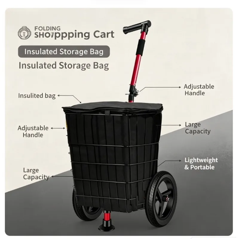 Bicycle Rear‑Mount Cargo Trailer Portable Bike Tow Wagon For Mountain Bike Camping Grocery Shopping Outdoor Camp Gear Travel