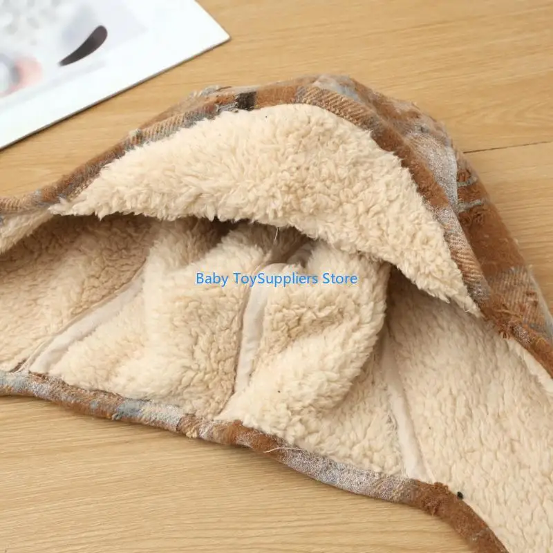 R1WF Thiết kế dạng lưới ấm áp ấm cúng Mũ Lei Feng với lớp lót lông cừu Đi lại hàng ngày Giải trí