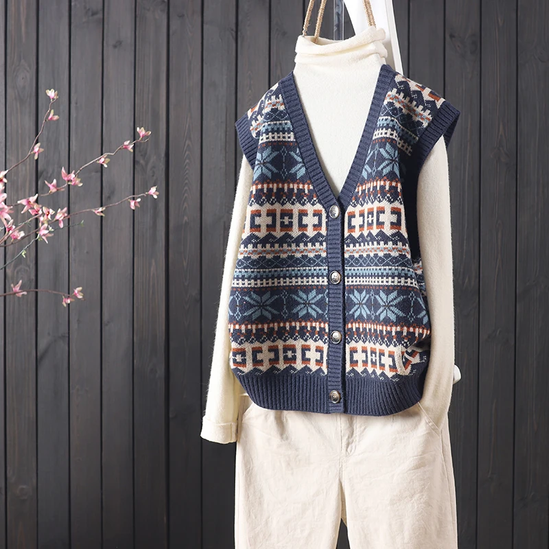 

Новый женский вязаный жилет свободного кроя 2025 года, дышащий кардиган-свитер с V-образным вырезом для весны и осени, верхняя одежда
