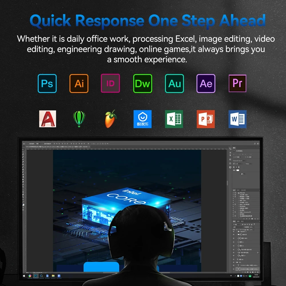 Dual LAN Office Mini PC with Inter I7-1255U/I5-1335U Dual DDR4 Support Windows10/11 Linux WiFi Bluetooth4.2 Type-C Home Computer
