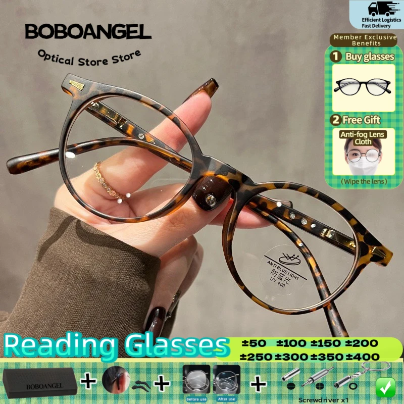 

BOBOANGEL High Quality Round Prescription Anti Blue Light Customization Reading Glasses Men Women Myopia Progressive Eyeglass