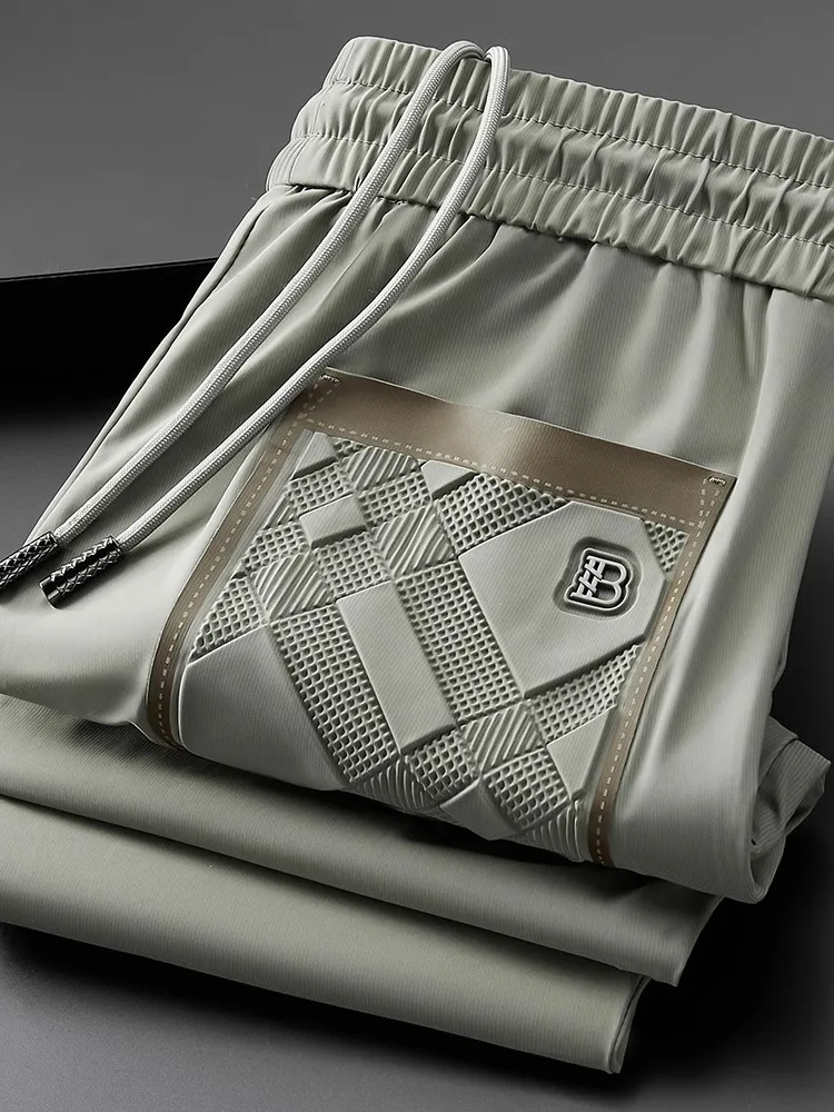 

Мужские летние модные прямые повседневные спортивные брюки, легкие универсальные длинные спортивные штаны с драпировкой