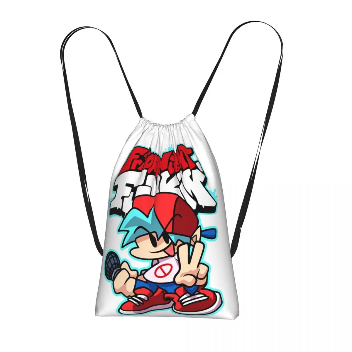 Friday Night Funkin Drawstring Backpack Sports Gym Bag Lightweight Foldable Storage Drawstring Bag for Men Women
