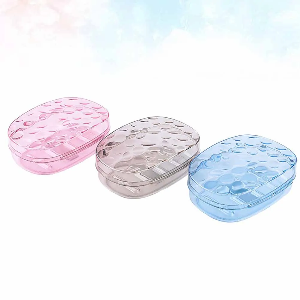 

3Pcs Soap Box Transparent Modern Design with Drainage Holes Easy Clean Non-Slip Soap Holder for Bathroom Shower Kitchen Use