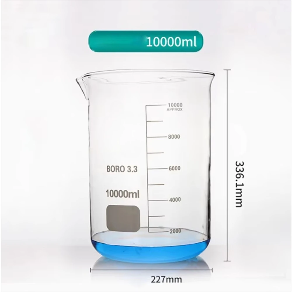 High temperature glass beaker, beaker with spout, low-temperature beaker laboratory equipment 10000 ml