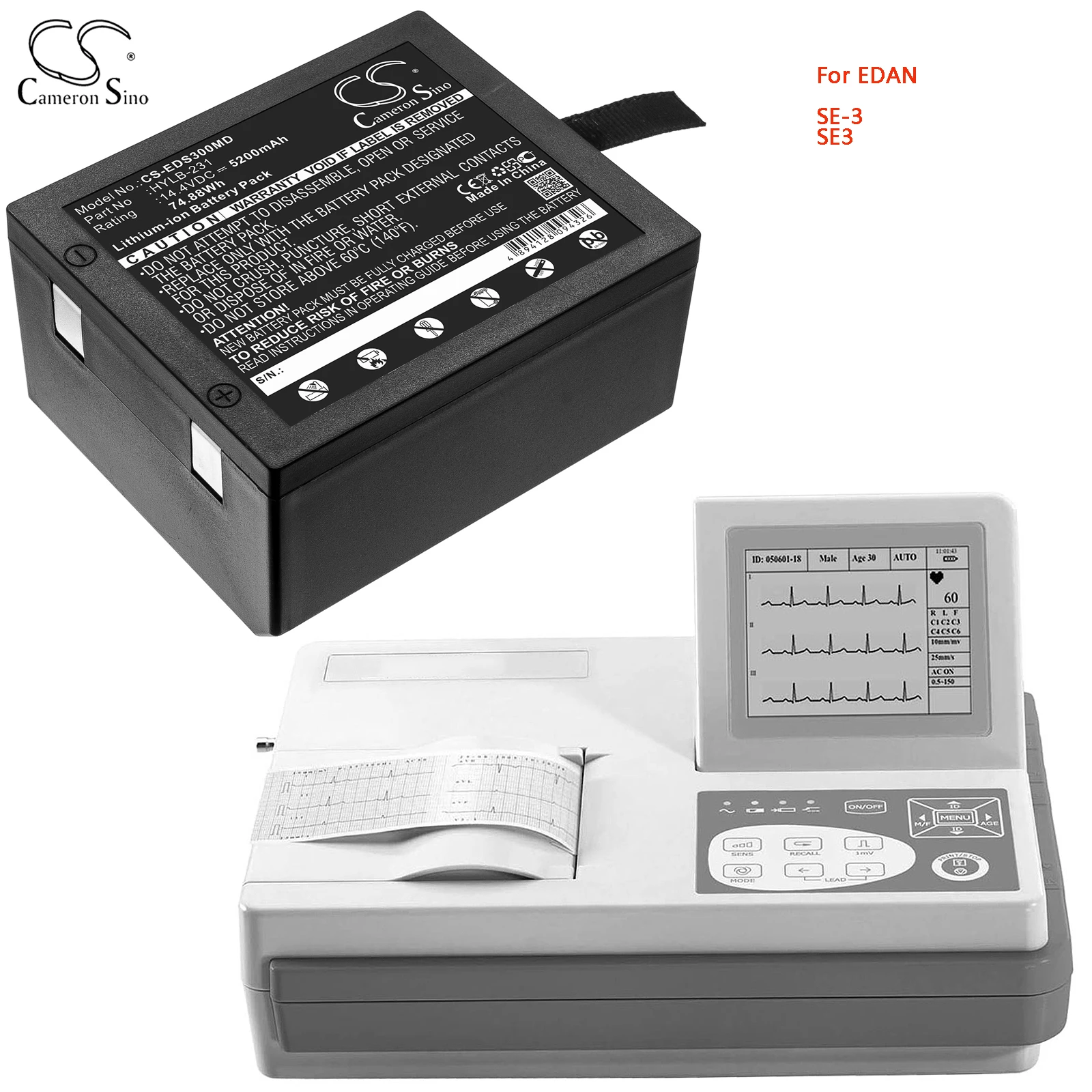 

Cameron Sino Medical Battery For EDAN SE-3 SE3 Capacity 5200mAh