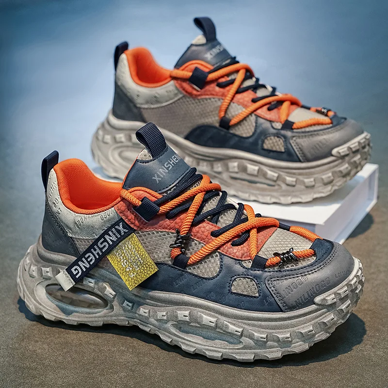 Fashionable Breathable Anti Slip Man Chunky Sneakers 2026 Autumn New Men's Casual Shoes Thick Sole Male Running Footwear Walking