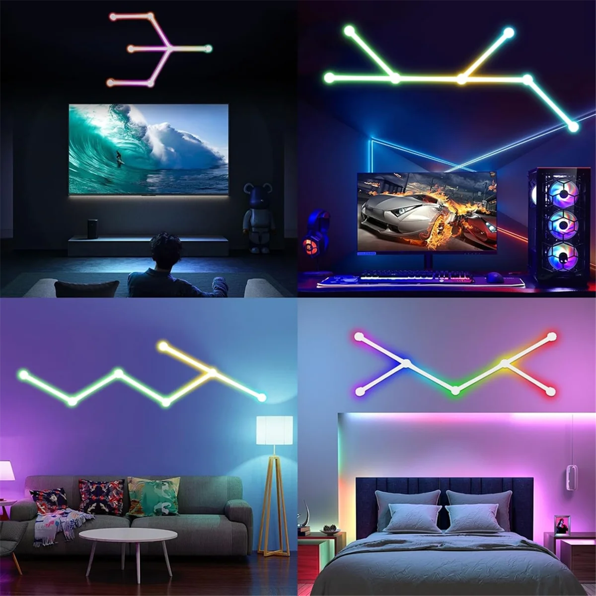 BFYLE USB slimme wandlamp RGB LED-lichtbalken 16 miljoen kleuren dimbaar muzieksynchronisatie DIY Home Decor lichtbalken wit