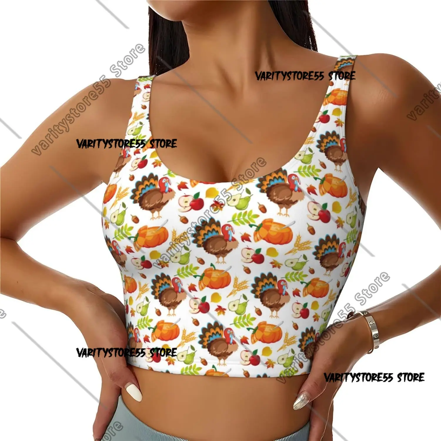 

Sports Bras for Women High Support Thanksgiving Turkey Athletic Crop Workout Tank Top for Women