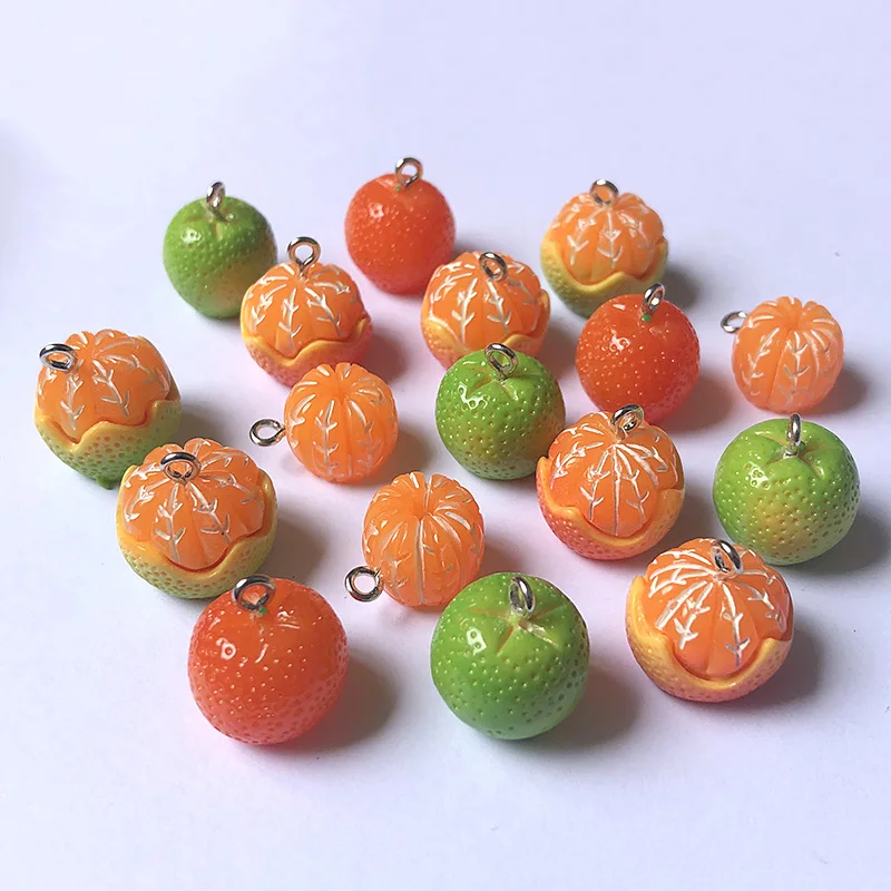 10pcs Mini Simulation Peel Orange Resin Charms Lots Cute Farm Fruit Crafts Small Pendants Diy Charm For Earring Necklace Jewelry