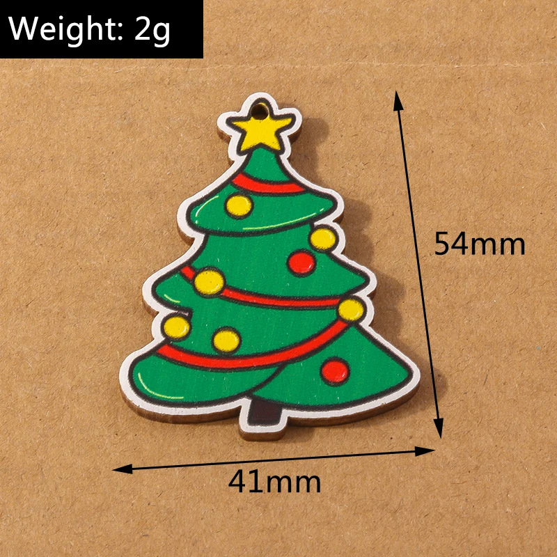 10 stücke Holz Weihnachten Charme für Schmuck machen Wasser tropfen Form Elch Santa Claus Anhänger DIY Halskette Ohrring Weihnachten Geschenk liefert – Detail 10