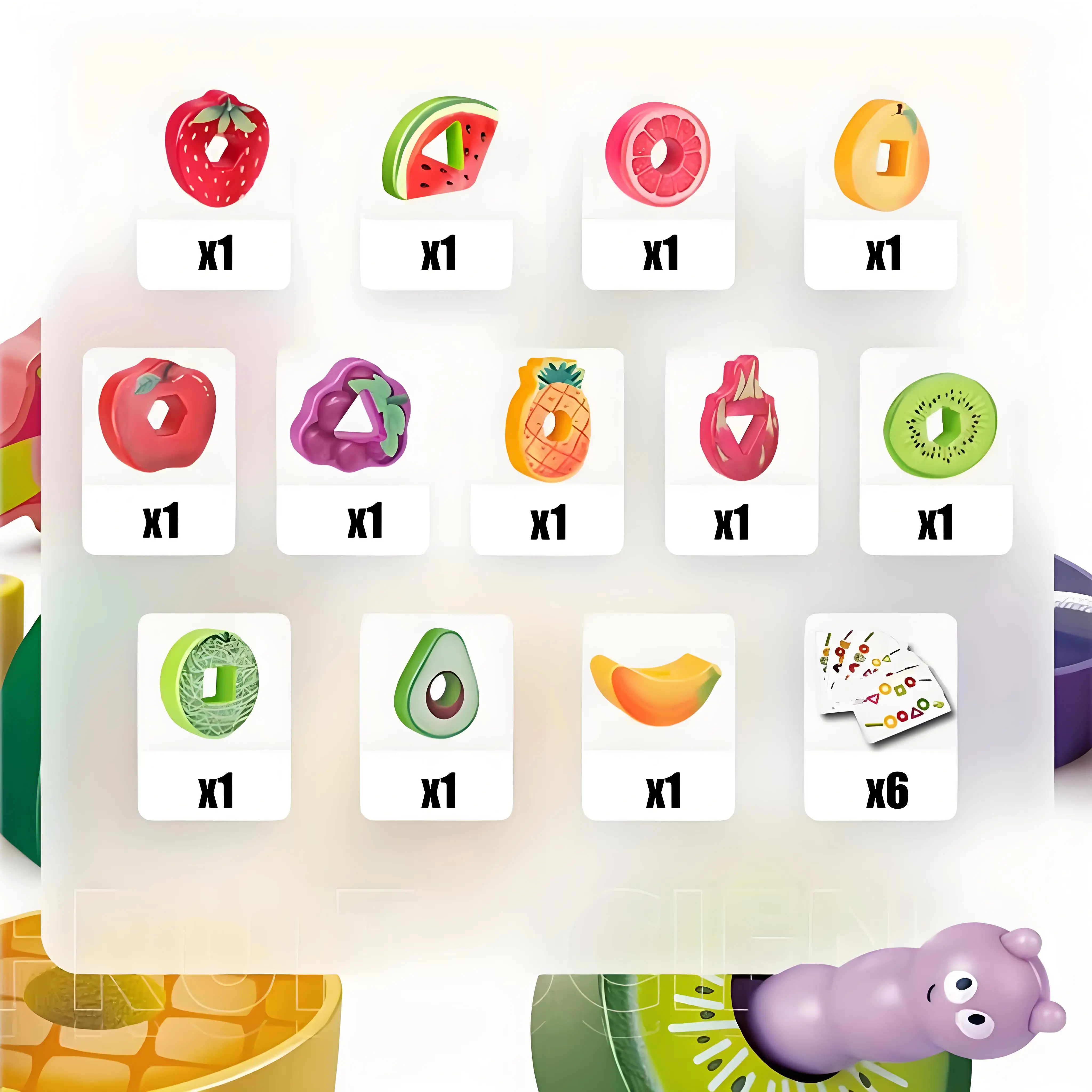 Jouet de jeu de cordes de conception de fruits et légumes (1 boîte), jouet d'éducation précoce pour enfants, jouet de Coordination de reconnaissance de forme et de couleur