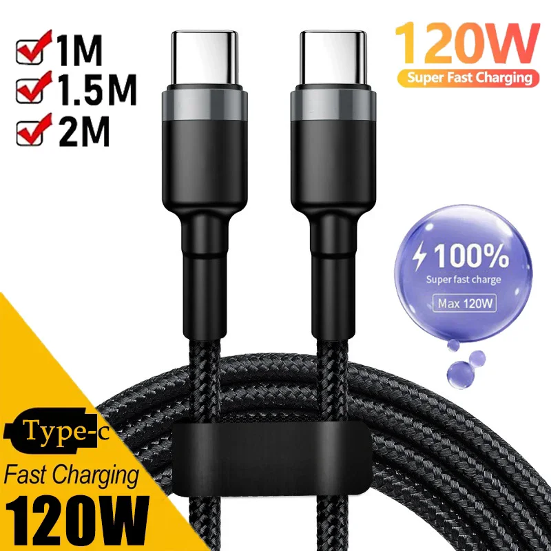 120W Fast Charge Cable  PD Quick Charging High Quality USB C TO Type C Cable For iPhone Xiaomi 17 Plus Pro Max Samsung S24 New