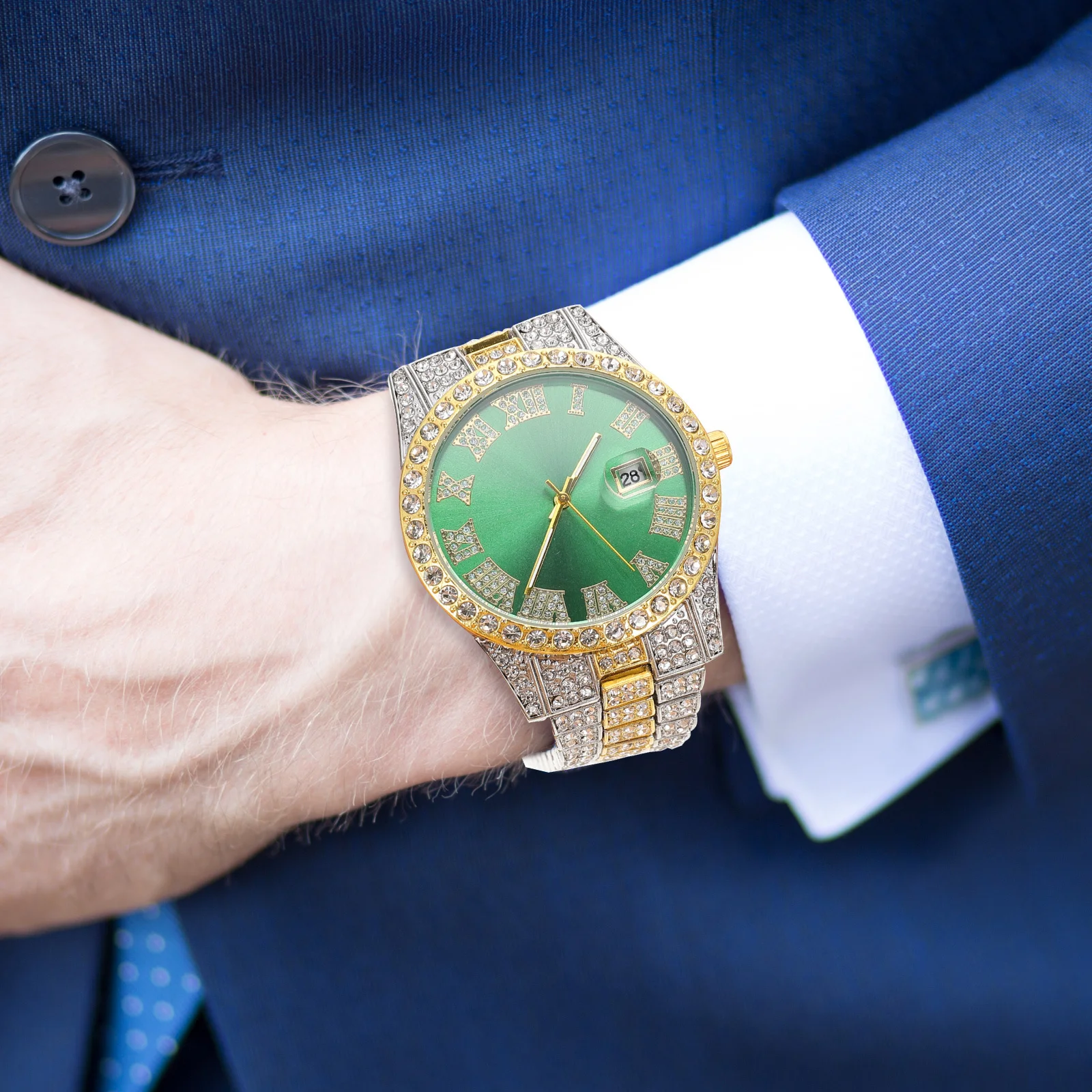 

Men Watch Steel Band Diamond-Encrusted Stylish Design Accurate Time Minimalist Surface Casual Lightweight Comfortable Male