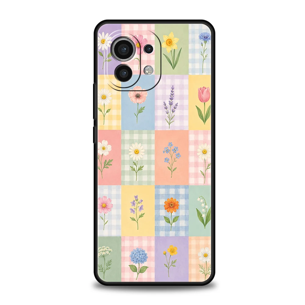 Phone Case Cover for Xiaomi Mi 17 15 14 13 12 11 Ultra 17T 15T 14T 13T 12T 11T Pro Lite 5G Soft TPU Collection Of Spring Flower