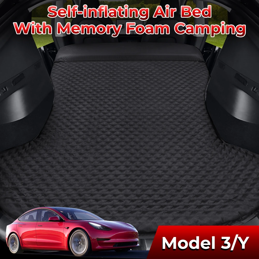 For Tesla Model 3/Y 2017- 2023 Self-inflating Air Bed Inflatable Air Mattress Travel Sleeping BedCar Inflatable Camping Mattress