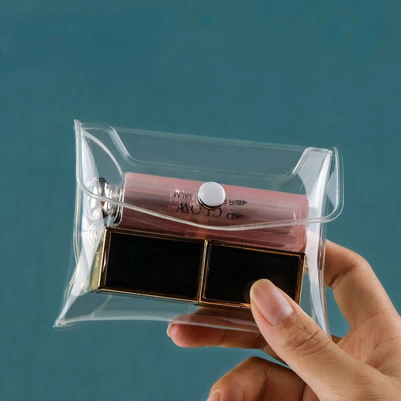 Bolsa de maquillaje transparente, organizador de cosméticos, estuche portátil de viaje, juego de almacenamiento de bolígrafos transparentes de PVC, artículos de tocador de baño