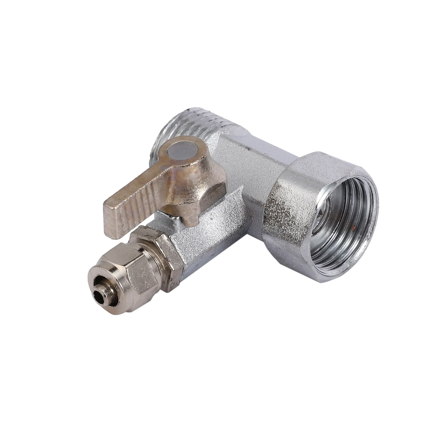 A98E-5X RO Feed Water Adapter 1/2 Inch To 1/4 Inch Ball Valve Faucet Tap Feed Reverse Osmosis Silver