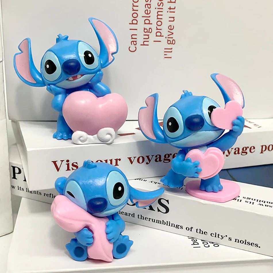 6 unids/set nuevo Stitch serie rosa dulce figura de acción de punto lindo muñeca de PVC juguete decoración de escritorio juguetes coleccionables novia juguetes regalos