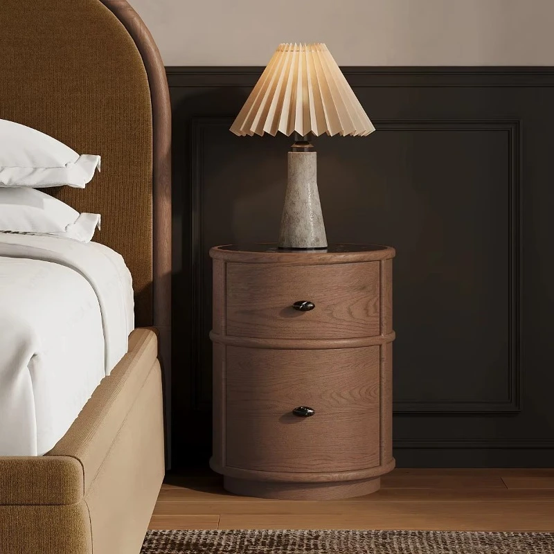 Modern solid wood oak bedside table open shelf bedside table