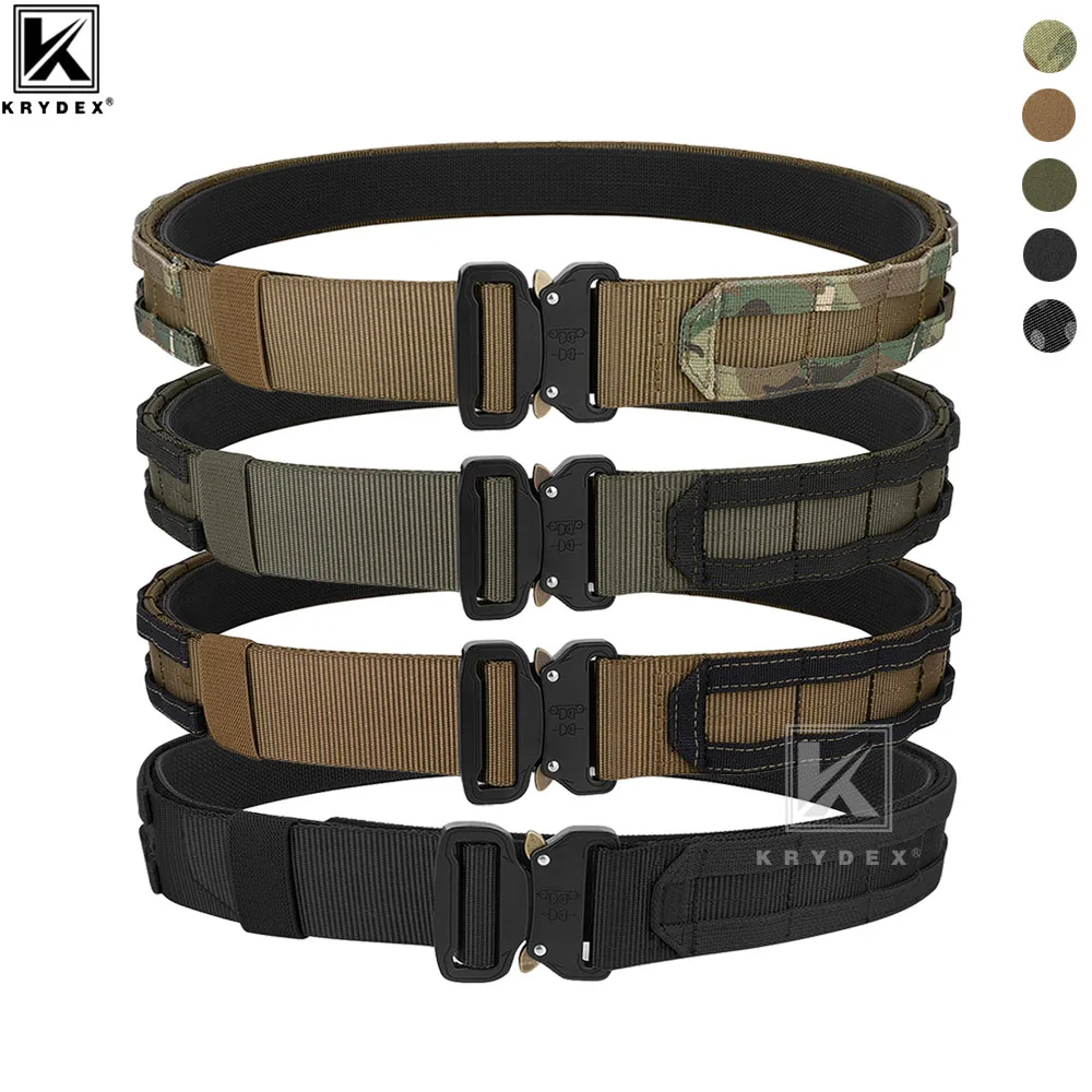 KRYDEX Tactical 1.75 Inch MOLLE Combat Belt Inner & Outer Hunting Heavy Duty Quick Release Metal Buckle Outdoor Men Camo Belt