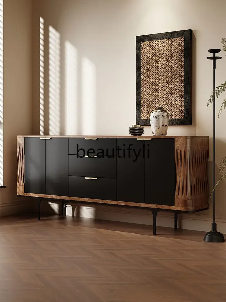 

SS ss7486 Medieval solid wood dining side cabinet retro storage cabinet villa living room entrance decoration dining room locker