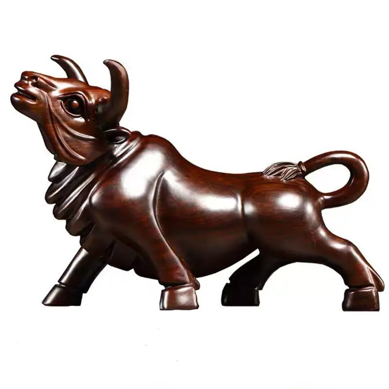 Black Sandalwood Carving, Ox Zodiac, Ox Household Decoration, Wooden Decoration, Handicrafts