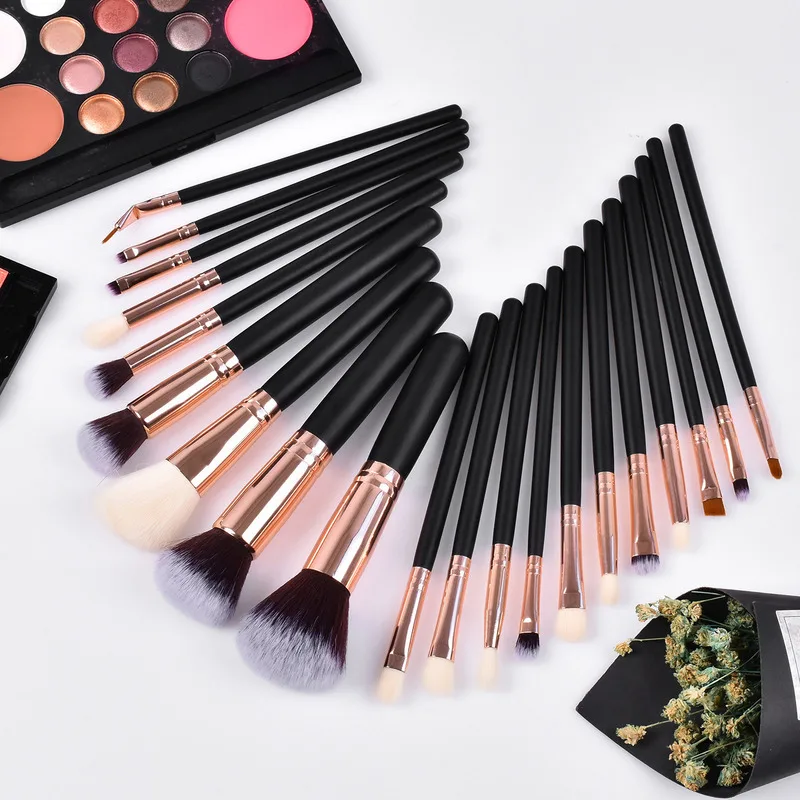 20-piece Black Makeup Brush Set, Beauty Tools: Foundation Brush, Eyeshadow Brush, Loose Powder Brush