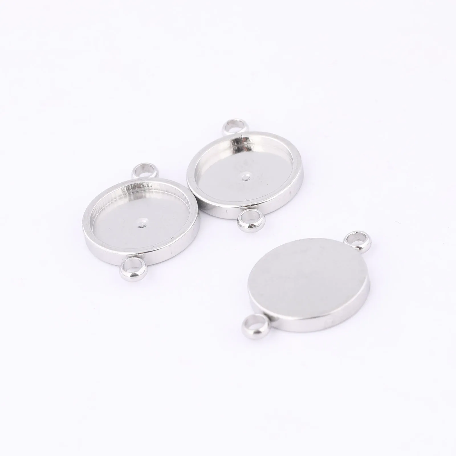 20pcs Stainless Steel Round 8mm 10mm Cabochon Connector Setting Trays Diy Earrings Bracelets Bezel Blanks For Jewelry Making image 4