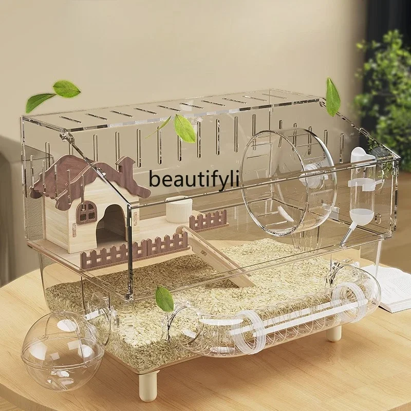 

Hamster cage, luxury villa, anti-bite and anti-jailbreak acrylic transparent feeding box