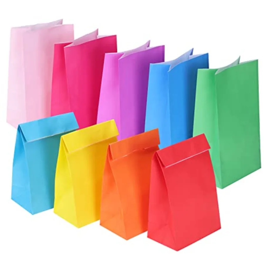 36 Bolsas de Papel para Regalos, 9 Colores, Bolsitas Pequeñas para Regalos de 9.2 x 5.2 x 3.2 Pulgadas, Bolsitas Mini para Regalos para Cumpleaños, Baby Showers, Manualidades