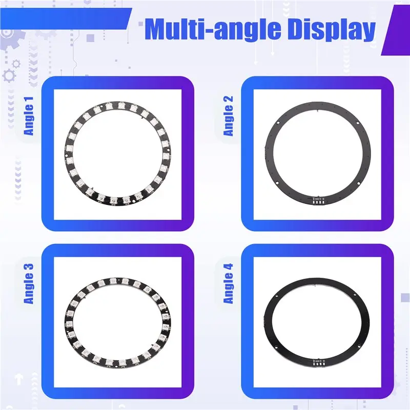 TFORU-RGB LED Ring Board 5PCS WS2812B 5050 24-Bit Full Color Driver Module Round Module LED Strip For Arduino