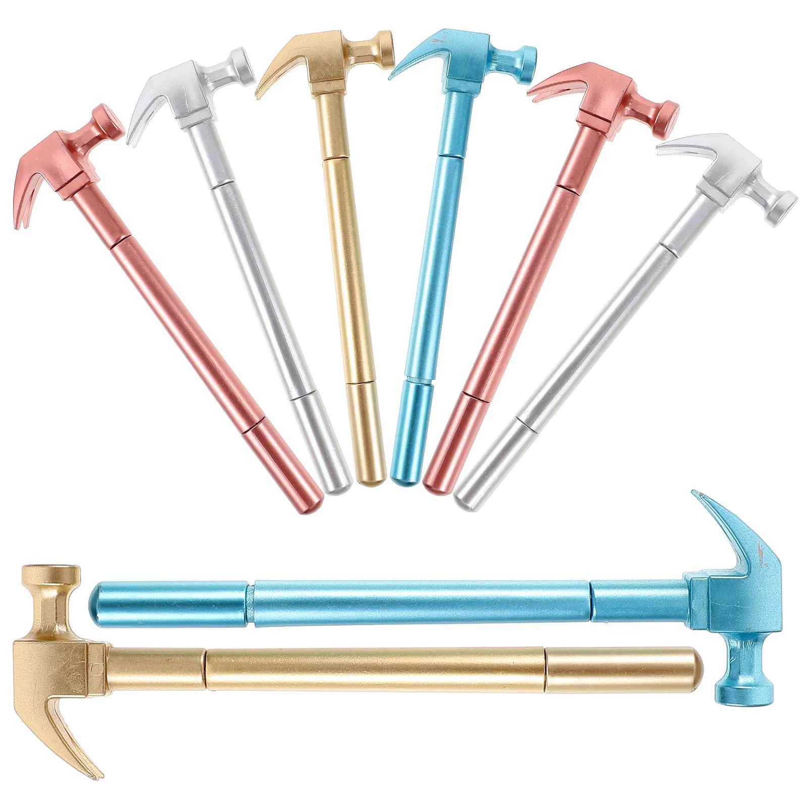 8pcs Gel Ink Funny Hammer Shape Covered For Student Writing Test Ergonomic Design Sign Construction Pen Gift Pen