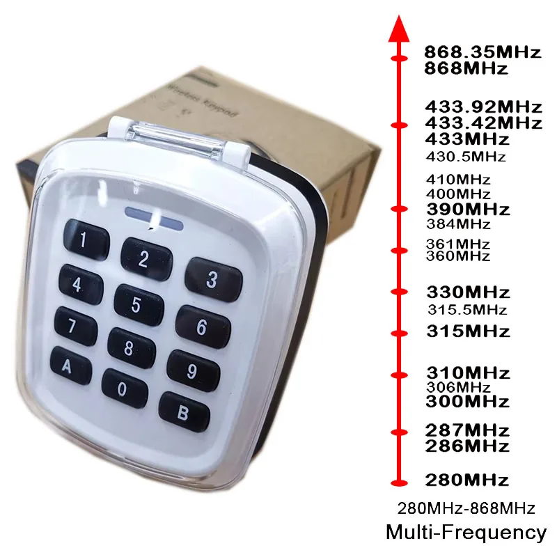 

Многочастотный 280MHz-868MHz Клавиатура Дистанционное управление Устройство для открывания гаражных ворот Беспроводная клавиатура Система бесключевого доступа Пульт дистанционного управления воротами