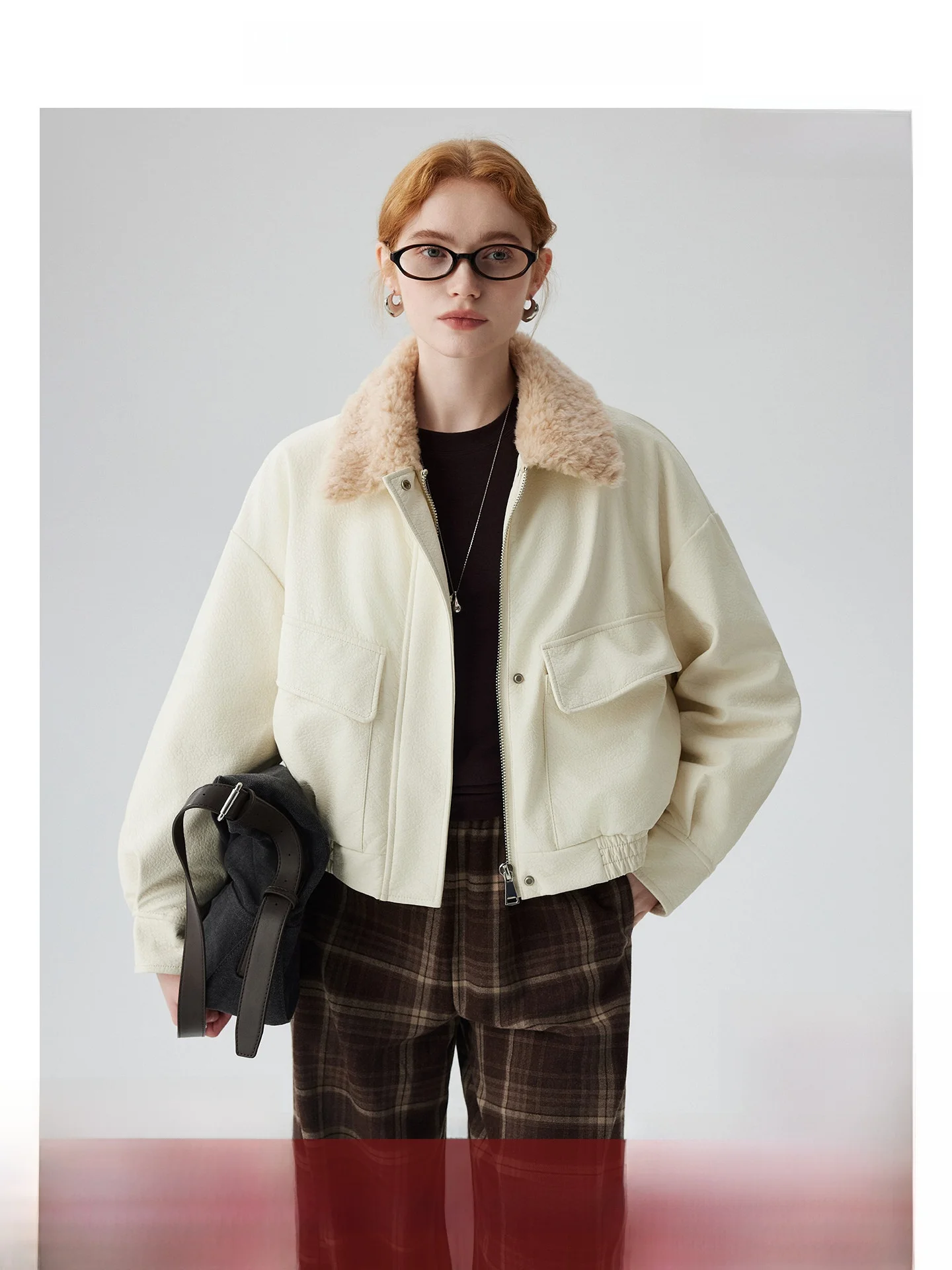 

00% Wool Collar High-End White Goose down Jaet Women's ort 2025 Winter New Pilot Jaet Outerwear Korean Sle Commute W...