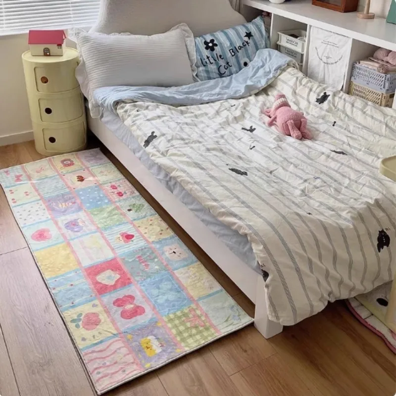 VIKAMA Outdoor Bedside Rug Cartoon Stripe Cute Bedroom Bedside Hallway Laundry Window Rug Home Decor Floor Mats Outdoor