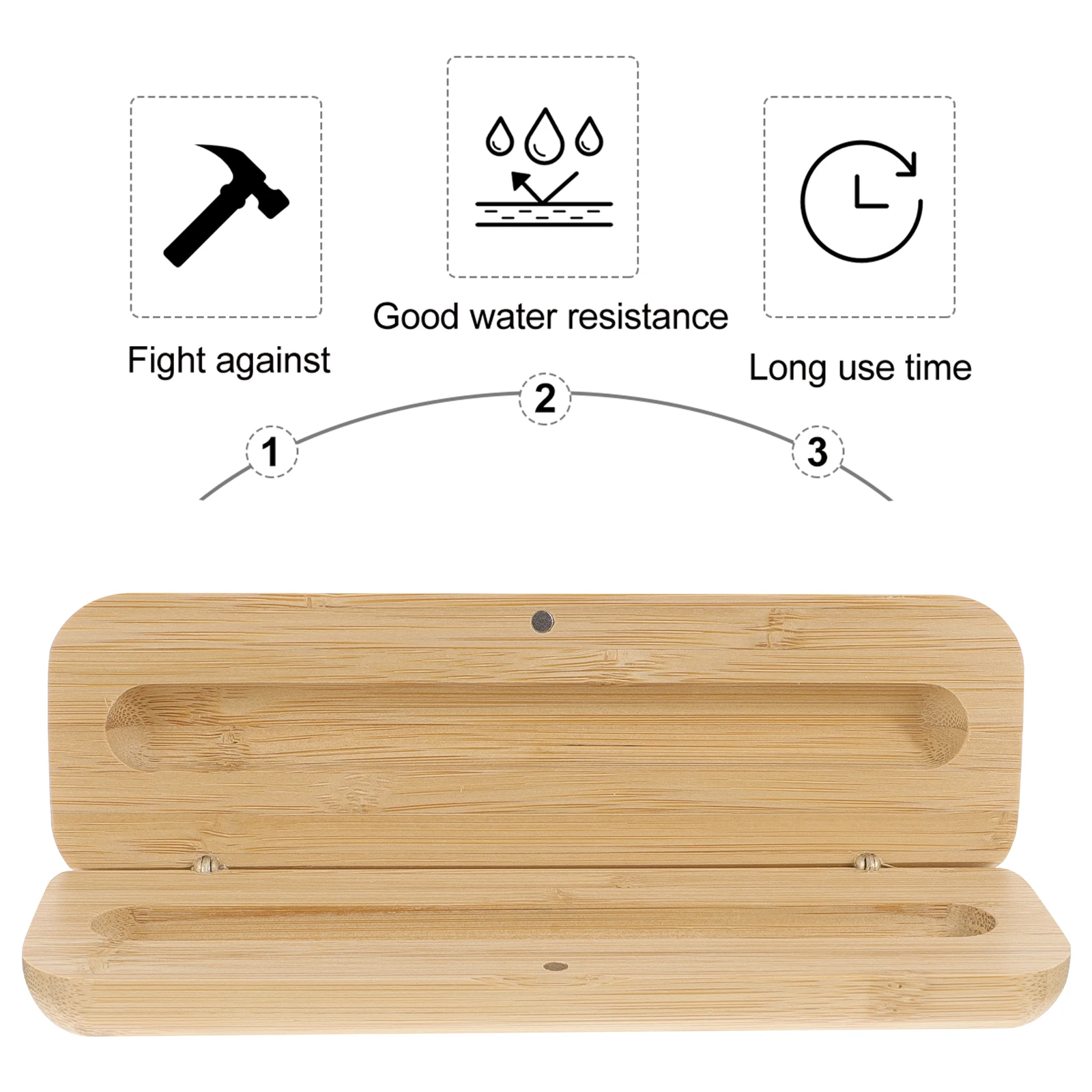 

1Pcs Pen Box Wooden Natural Color Compact Single Pen Case Travel Stationery Organizer Pencil Box Gift Pencil Case