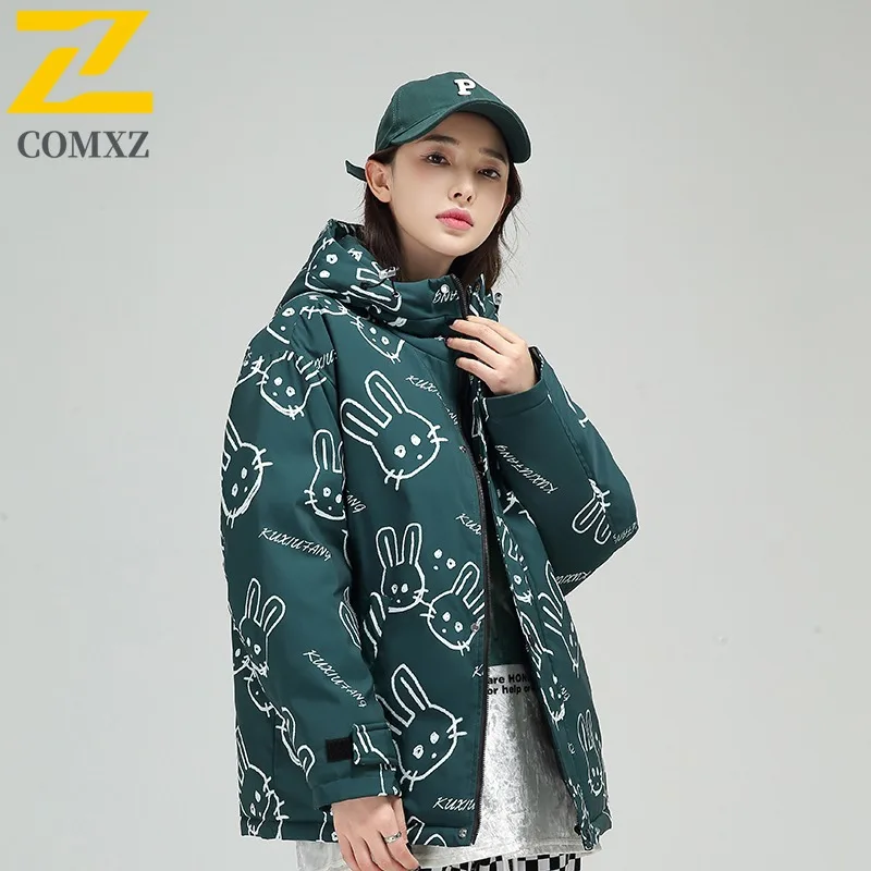 COMXZ 2025 Winter New Mountain Gradient Down Jacket Unisex Same waterproof and windproof outdoor sports tactics Long Hooded Coat