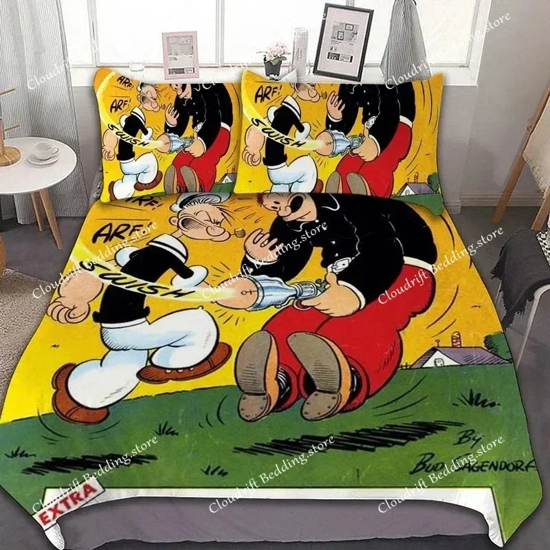 Exquisite 3D the Sailor Wallpaper Cartoon P-Popeyes Digital Printing Bedding Set Duvet Cover Comforter Bed Boys Girls Gift592FQH