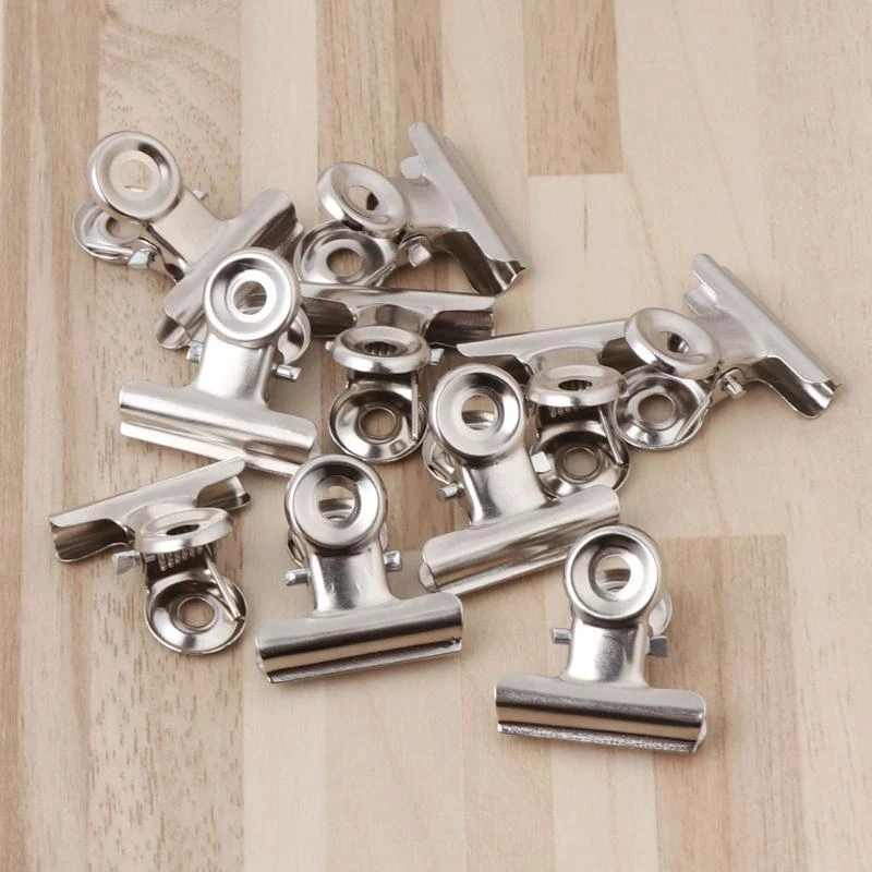 XX9B 10Pcs Metal Grip Clip Sealer Bag Clamp Paper Document Ticket Binder