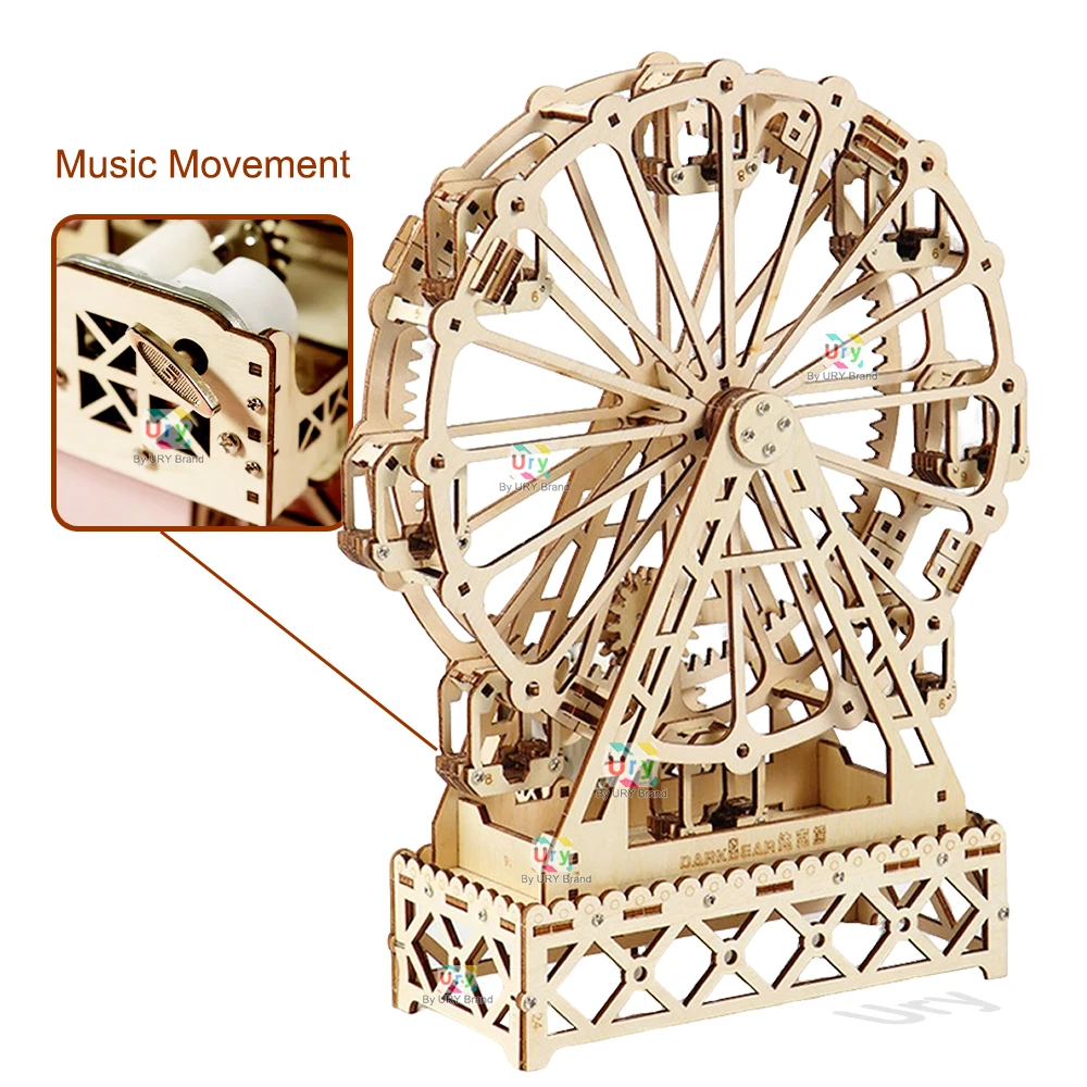 Rotatable DIY 3D Wooden Puzzle - Music Box Wooden 3D Puzzle Rotating recension och pris