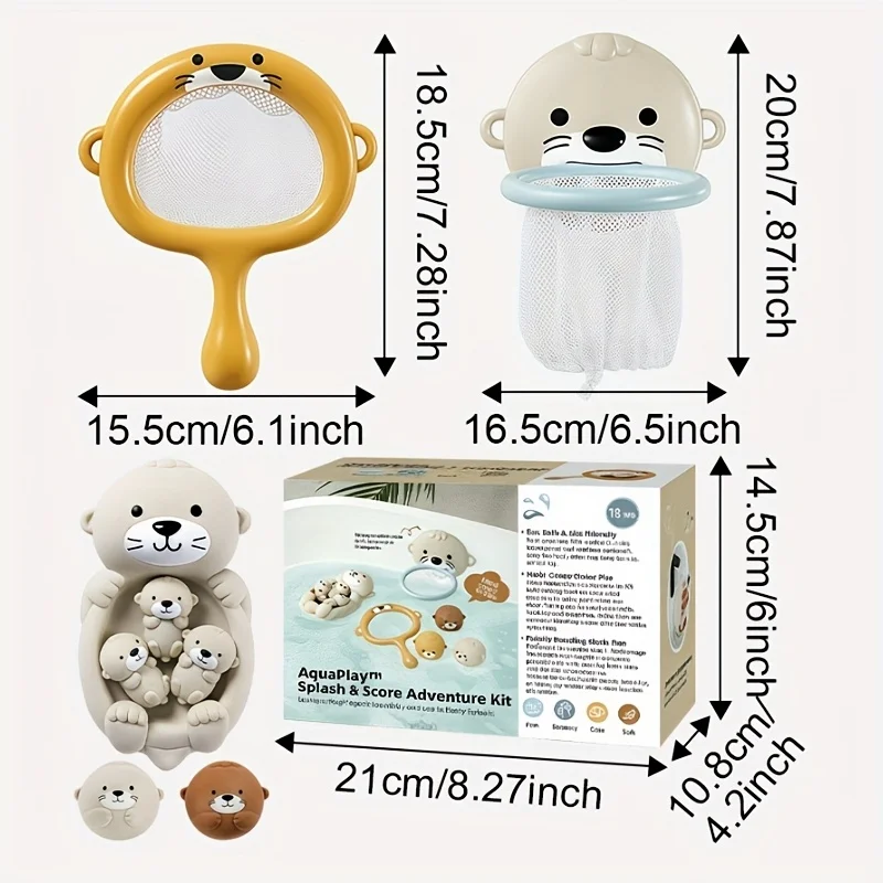 Bella Famiglia di Lontra Giocattolo da Bagnetto per Bambini Giocattoli da Bagno in Silicone Genitore-Figlio Lontra Giocattolo d'Acqua Galleggiante Giocattolo per Vasca da Bagno da Spremere Morbido per il Bambino