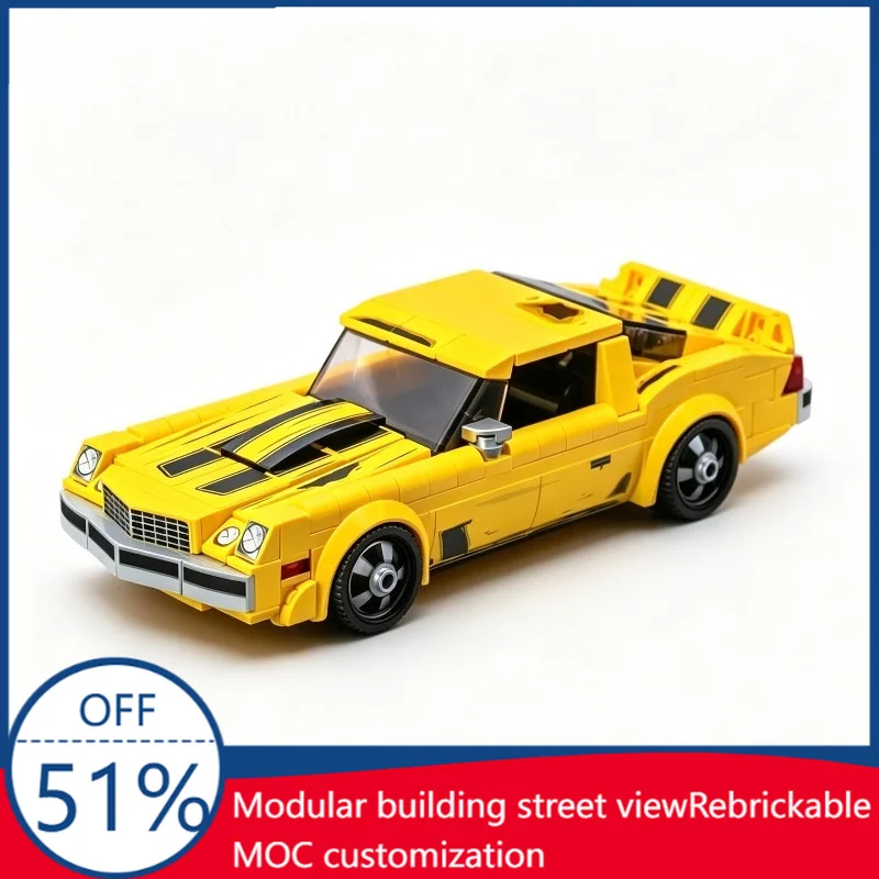 

374PCS Classic 1974 Yellow Sports Car Model MOC Custom Building Blocks DIY Assembly Educational Toy Gift For Kids Boys Birthday