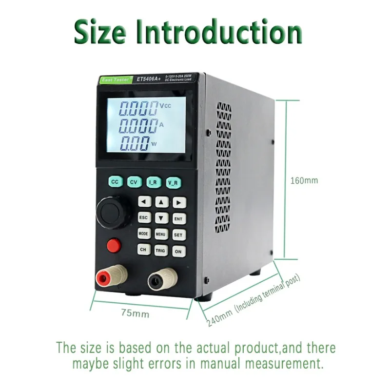 Odborný ET5406A+ 0-120V 0-20A programovatelná stejnosměrný elektronický nakládat tester 1mv/1ma baterie tester pro CC/CV test vysoký precizní