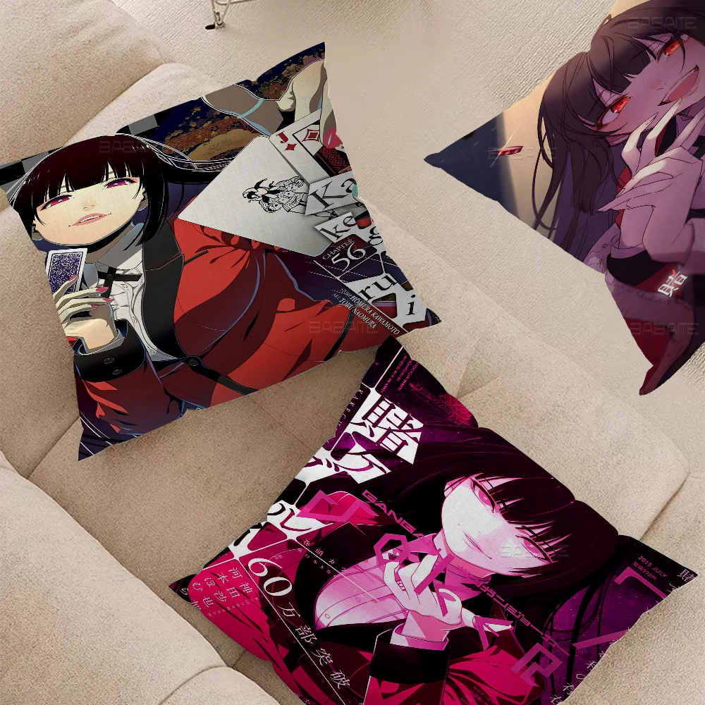 

New Kakegurui Anime Decorative Room Aesthetics Pillow Case Home Decor Bedroom Sofa Bed Couch Pillow Cover 45x45