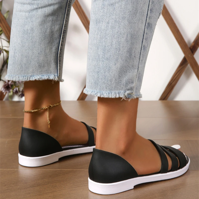 New Style Comfortable Thick-soled Casual Wear-resistant Sexy Elegant Fashion Solid Color Fish Mouth Open Toe Women\'s Sandals