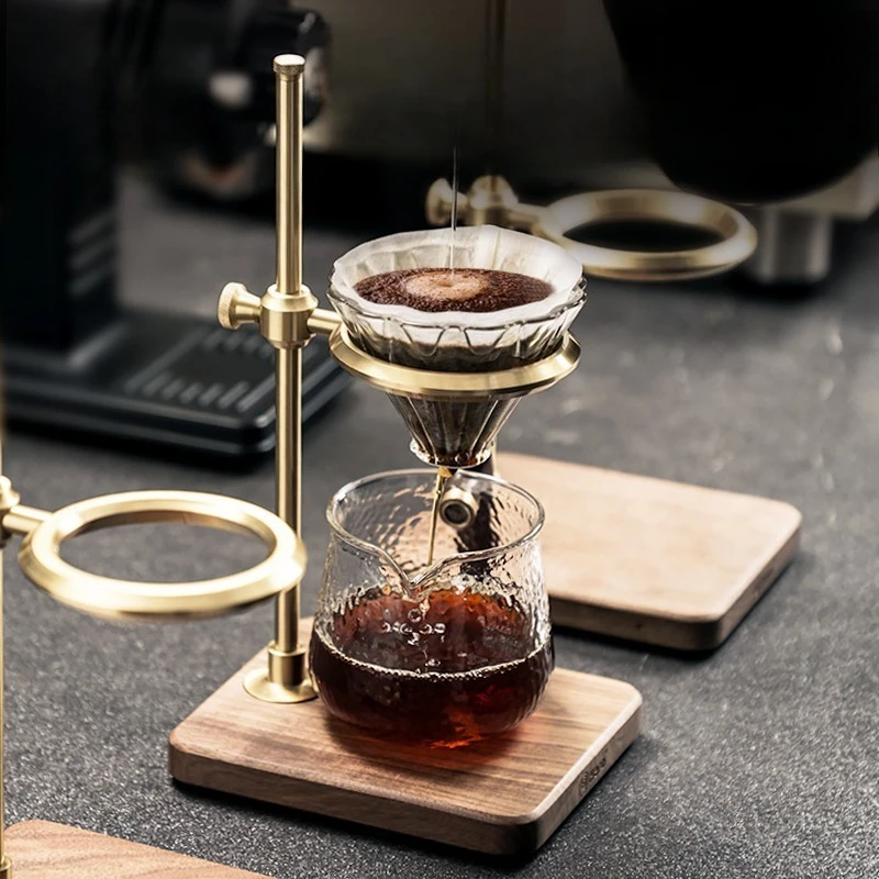 

Walnut brass hand-brewed coffee pot set household and commercial drip filter pot