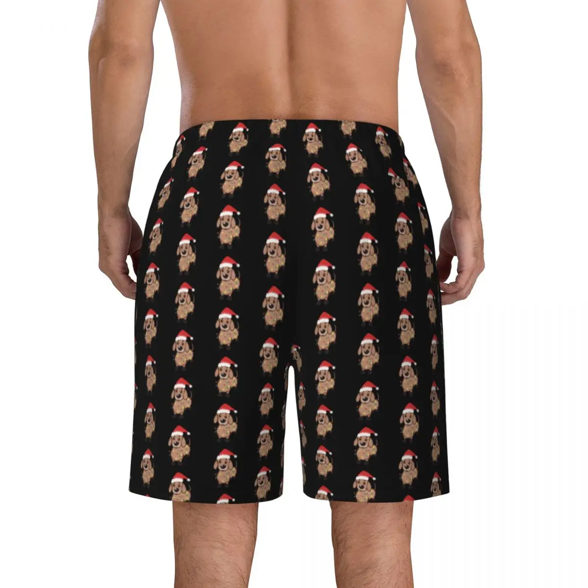 Summer Board Shorts Males Dachshund Santa Sports Surf Dog Lovers Design Beach Short Pants Stylish Fast Dry Swim Trunks Plus Size