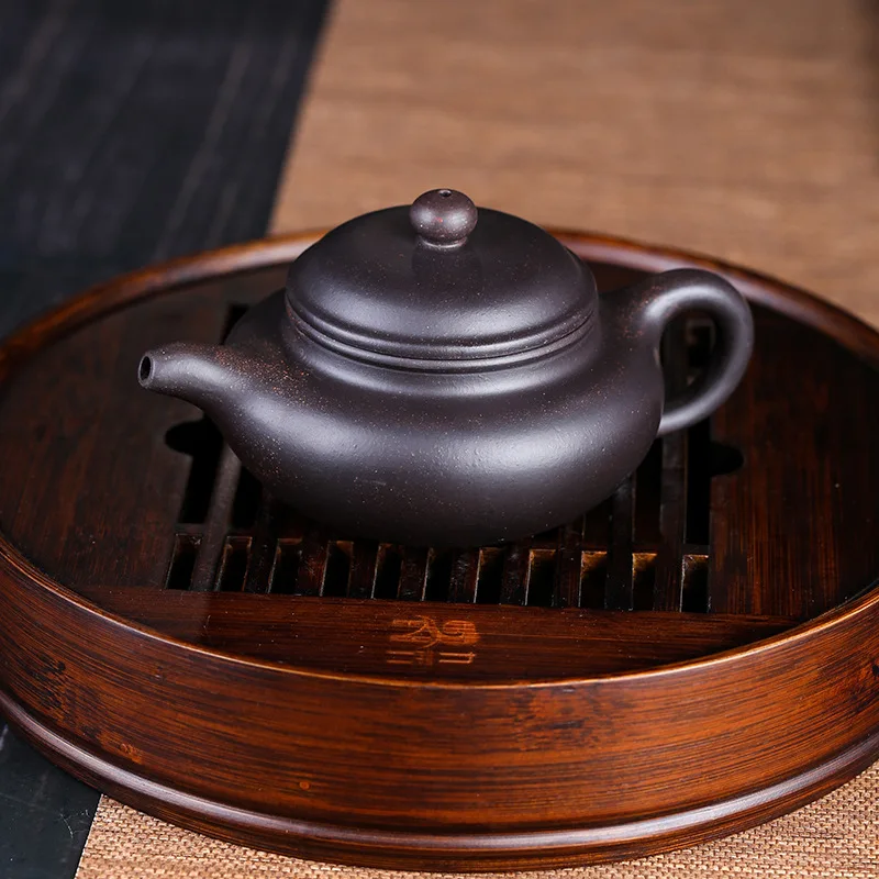 200cc Yixing Purple Clay Teapot Master Hand Carved Peony Xishi Tea Pot Filter Kettle Chinese Authentic Zisha Tea Set Puer Teapot