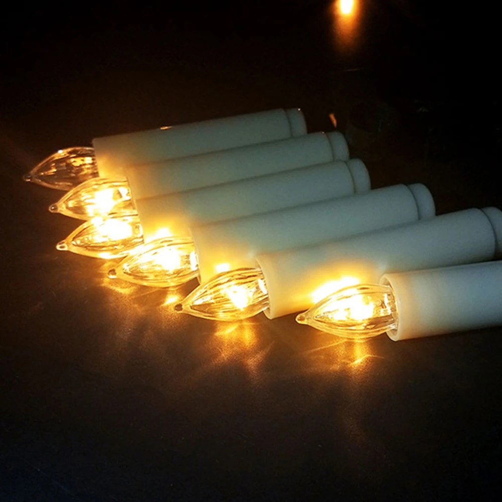 10/20PCS Flameless LED Candles Battery Operated Christmas Tree Decor Xmas Tree Candles with Clips for Stick Candlestick Wreath